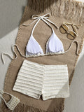 Vintage Two Piece Bikini Set 2026 Women White Black Starfish Ornament Push Up High Waist Swimsuit Holiday Bathing Suit Swimwear