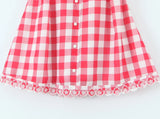 Foridol Plaid Printed Red Women's Dresses White Cotton V Neck Short Party Summer Dress New in Vintage Beach Mini Dress