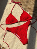 Sexy Wrinkled Halter Brazilian Bikini Women Swimwear Female Swimsuit Two-pieces Bikini Set High Cut Bathing Suit Swim Beach Wear