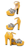 Summer New Style Fashion High-heeled Exposed Toes Women's Sandals Party Color Blocking Buckle Strap Square Heel Women's Sandals