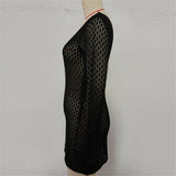 V Neck Long Sleeve Hollow Out Crochet Knitted Tunic Beach Cover Up Cover-ups Beach Dress Beach Wear Beachwear Female Women V7643