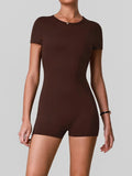 Butt Lifting One Piece Body Shaping Yoga Jumpsuit Women Short Sleeve Hollow Out Backless Bodycon Shorts Sports Suit Workout Wear