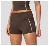 Quick Dry Contrast Color Yoga Shorts 2026 Tights Hip Lifting Workout Fitness Leggings High Waist Folded Running Athletic Shorts