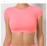 Sports Muscle Back Tee Without Padded Women Backless Sports Shirts Workout Gym Training Yoga T-Shirt Outdoor Open Back Tops