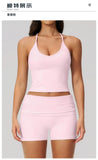 Summer 2Pcs Yoga Sets Women Camisole Slimming Sports Tank Top Pleate High Waist Shorts Fitness Suit Gym Running Excersize Wear