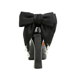 BIGTREE Shoes Women's High Heels Hollow Platform Waterproof Thick Heel Pointed Toe Sandals Match Dress Wedding Shoes Knot