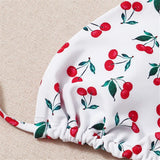 XS - L Cherry Printed Halter Strappy Bikini Female Swimsuit Women Swimwear Two-Pieces Bikini Set Bather Bathing Suit Swim V4894