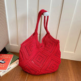 Yarn Hollow Out Large Capacity Shoulder Bags Summer New Ladies Bags Casual Soft Versatile Women's Handbags