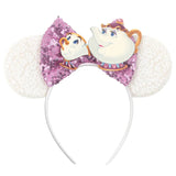 2025 New Style Mickey Minnie Ear Headband Sequin Bows Girl Adult Kids Halloween Party Cosplay Hair Accessories Princess Hairband