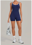 Women's Seamless Yoga Jumpsuits Sports Fitness Gym Sleeveless Backless Hip-lifting Shorts One-piece Training Workout Jumpsuit
