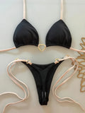 Metal Heart-shaped Halter Mini Micro Thong Bikini Female Swimsuit Women Swimwear Two-pieces Bikini Set Bather Bathing Suit Swim
