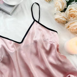 Summer Pajamas Set Women's Smooth Satin V-Neck Ruffled Edges Tops and Bow Shorts Pajama Sling Home Clothing