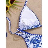 Sexy Flower Printed Halter Bikini Women Swimwear Female Swimsuit Two-Pieces Bikini Set Brazilian Bather Bathing Suit Swim V8203