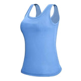Women Yoga Vest Super Soft Stretch Fabric Built-in Bra Camisole Square Neck Sleeveless Slim Fit Layering Tops Lady Activewear