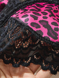 Hot Pink Leopard Print Lace Lingerie Set Underwire Bra With Matching Thong Women Sexy Intimates ZA825182