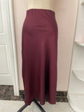 Foridol Autumn Winter Burgundy Satin Skirt Women Party Silk Skirt High Waist Straight Long Faldas Mujer Christmas Skirt