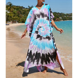 2026 New Colorful Kaftan Tunic Beach Dress Beach Wear Beachwear Beach Cover Up Cover-upsLoose Maxi Dress Female Women V4428