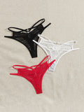3 Pcs Multi-color Sexy Lace Thong Solid Color Underwear Seasonal thong for women clothing Spring/summer New Product C937-1