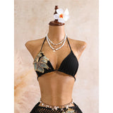 With Skirt 3D Flower Halter Bikini Women Swimwear Female Swimsuit Three-Pieces Bikini Set Padded Bather Bathing Suit Swim  V8346