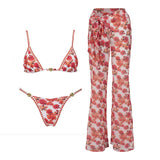 Floral 3Pcs Bikinis Sexy Women Swimsuits Female Push Up Swimwear Micro Bikini Set Bathingsuit Swim Suit Beachwear Print Biquini