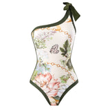 2026 One Shoulder Swimsuit & Long Skirt Padded Sexy Swimwear Women Bathing Suit Female Swimming Summer Beachwear Bodysuit