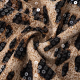 Sexy Chic Leopard Printed Corset Tops Women's Fashion Skinny Zip-up Sequins Crop Tops Strapless Night Club Outfit Streetwear