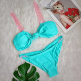 Bikini 2026 Sexy Swimwear Swimsuit Women Knotted Colorful Chain Bikini Set Bathing Suit Beach Female 4 Colors Biquinis Feminino