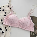 Japa Cherry Blossom Bra Wireless Thin Lace Bralette Small Chest Women Comfortable Breathable Student Underwear Push Up No Steel