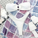 Wrinkled Bandeau High Cut Bikini Women Swimwear Female Swimsuit Two-Pieces Bikini Set Strapless Bather Bathing Suit Swim V3367