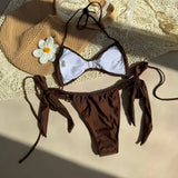Metal Shell Halter Strappy High Cut Bikini Female Swimsuit Women Swimwear Two-pieces Bikini Set Bather Bathing Suit Swim Lady