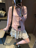 Sweet Korean Style Lace Loose Short Skirt White Tiered Ruffled Mini Skirt Elastic Waist Cute Casual Summer Skirt For Women EHAB