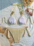 2026 Triangle String Bikinis Women Chain Linked Swimwear Female Sexy Swimsuit Solid Bathers Bathing Swimming Swim Suit Beachwear
