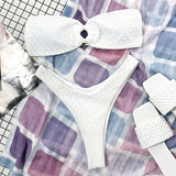 Sexy Fishnet Strapless Bandeau Bikini Women Swimsuit Female Swimwear Two-pieces Bikini set High Cut Bather Bathing Suit Swim