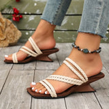 2026  Women's Fashion High Heels Sandals Square Toe Wedge Heeled Dress Shoes Woman Comfort Slip on Thin Strap Sandals