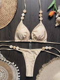 DEKA Thong Solid Bikini Set Stone Swimsuit Push Up Bikinis Women Swimwear Female Biquinis Bathing Suit Swimming Suits Beachwear