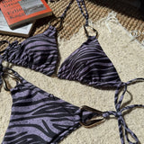 Zebra Print Micro Bikinis Sets Two Pieces Women Halter Metal Ring Swimsuit Brazilian Summer Bathing Suit Swimwear Swimming Suit