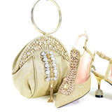 Doershow beautiful Italian Shoes And Bag Sets For Evening Party With Stones Italian Leather Handbags Match Bags! HRT1-33