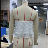 Sexy Sequined Camis Tops Women Sequin Spaghetti Strap Tops Sparkly V Neck Sleeveless Backless Ruffle Crop Tops Trendy Streetwear