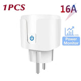 WiFi Smart Plug 16A/20A EU Smart Socket With Power Monitoring Timing Function Works with Tuya Smart Life App Voice Control
