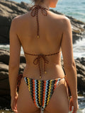 XS - L Mesh Knitted Rope Halter Brazilian Bikini Women Swimwear Female Swimsuit Two-pieces Bikini Set High Cut Bathing Suit Swim
