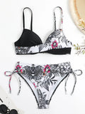 Tropical Print Bikini 2026 Women Drawstring Swimwear Female Push Up Swimsuit Beachwear Bathers Bathing Swimming Swim Suit