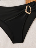 S - XL Metal Rings Halter Female Swimsuit High Waist Bikini Women Swimwear Two-pieces Bikini set Bather Bathing Suit Swim Lady