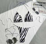 zebra striped micro bikinis sets two pieces halter patchwork swimsuit Brazilian summer bathing suit swimwear swimming suit