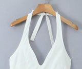 Foridol Summer Spring White Cotton Women's Dress Backless Halter Midi Party Dresses Elegant Vinatge A-line Vestidos 2025 New In