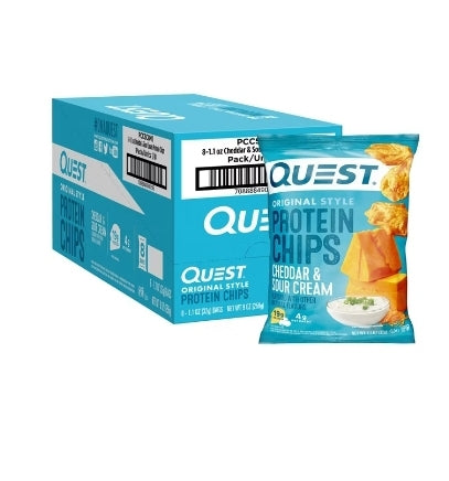 QUEST PROTEIN CHIPS CHEDDAR & SOUR CREAM 8PK