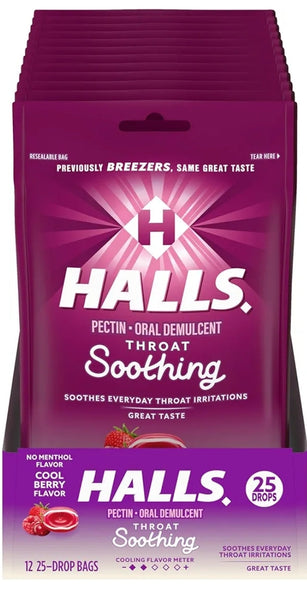 HALLS BREEZERCOOL BERRY COUGH 25 DROPS 12 PACK