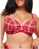 Adore Me Womens Nare Contour Full Coverage Bra - Plaid Red, 38G