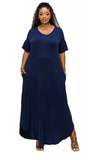 LIVD Short Sleeve Maxi Dress - Blue - 3X