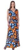 24seven Comfort Womens Orange Butterfly Print V Neck Tie Back Empire Wai