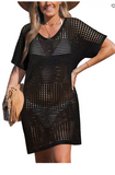 Cupshe Womens Crochet Short Sleeve Cover-Up Mini Beach Dress